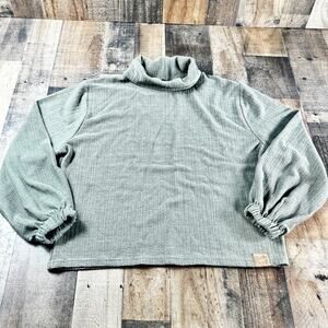 SOUTHERN MARSH Carolina Cozy Knit Funnel Neck Sweater GREEN Womens SMALL Ex Cond